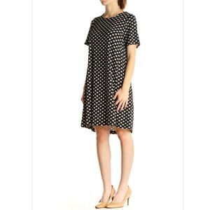 Ann Taylor LOFT Black and White Printed Jersey Knit Day Shift Dress